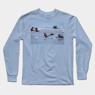 Brown Pelicans in Flight Long Sleeve T-Shirt